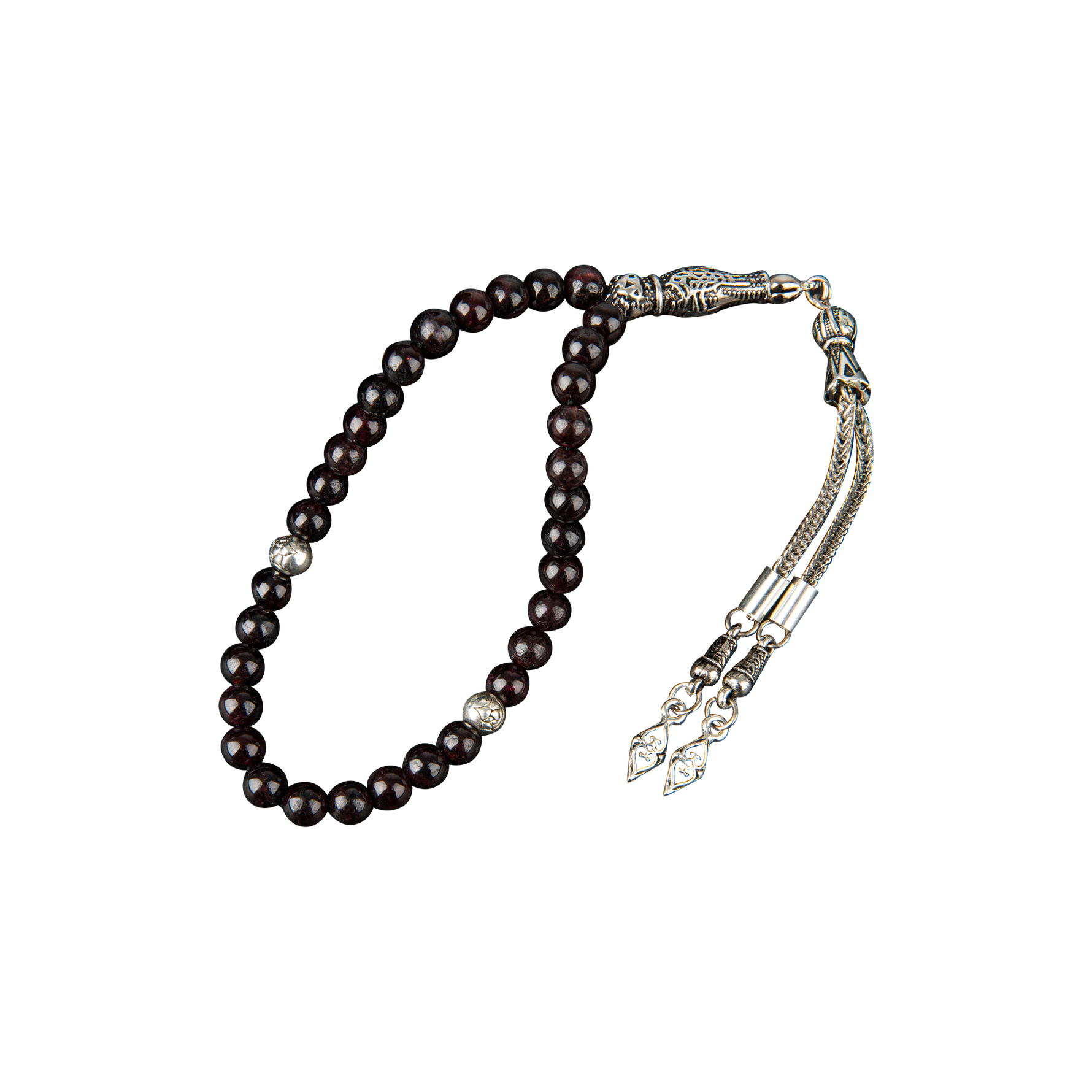 Bordo Granat Lal Doğal Taş Tesbih 33lük - 6mm