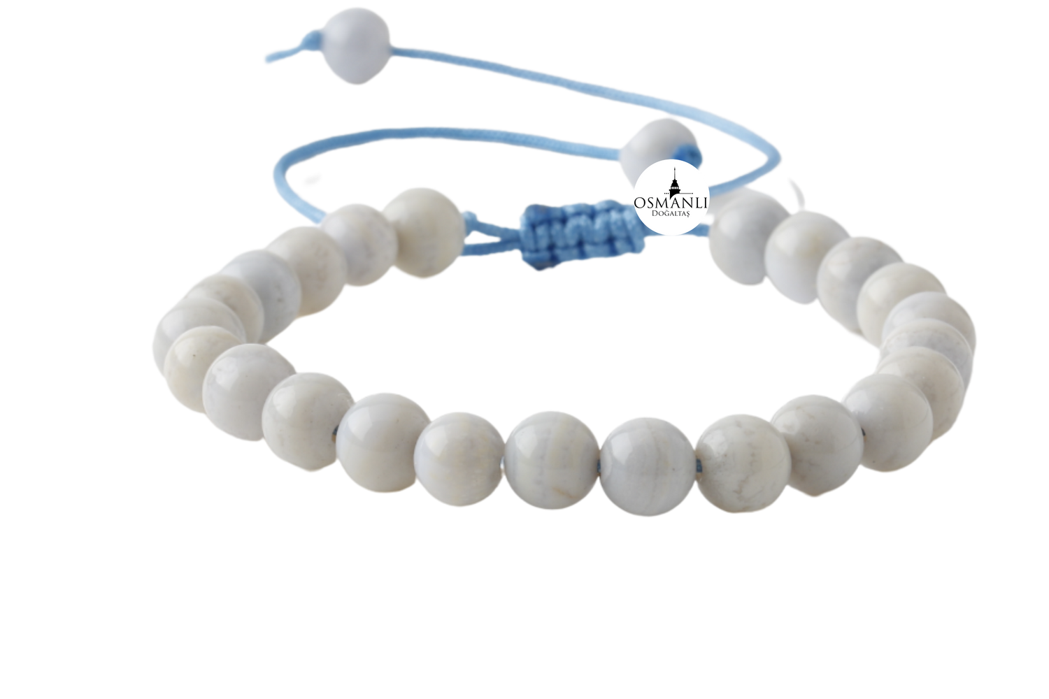 Mavi Akik 8mm Merdiven Kapama Doğal Taş Bileklik