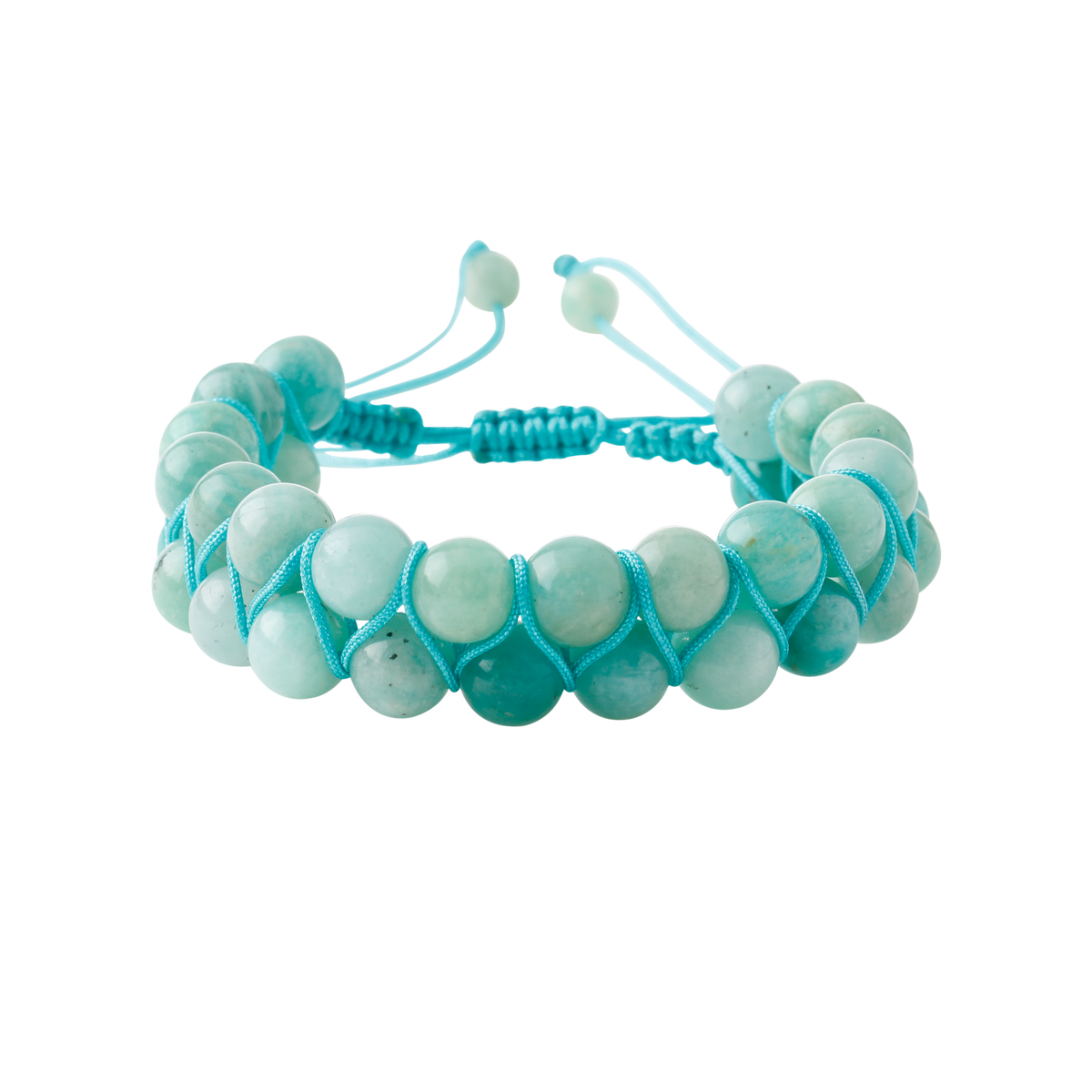 Amazonit 8mm Çift Sıra Makrome Doğal Taş Bileklik