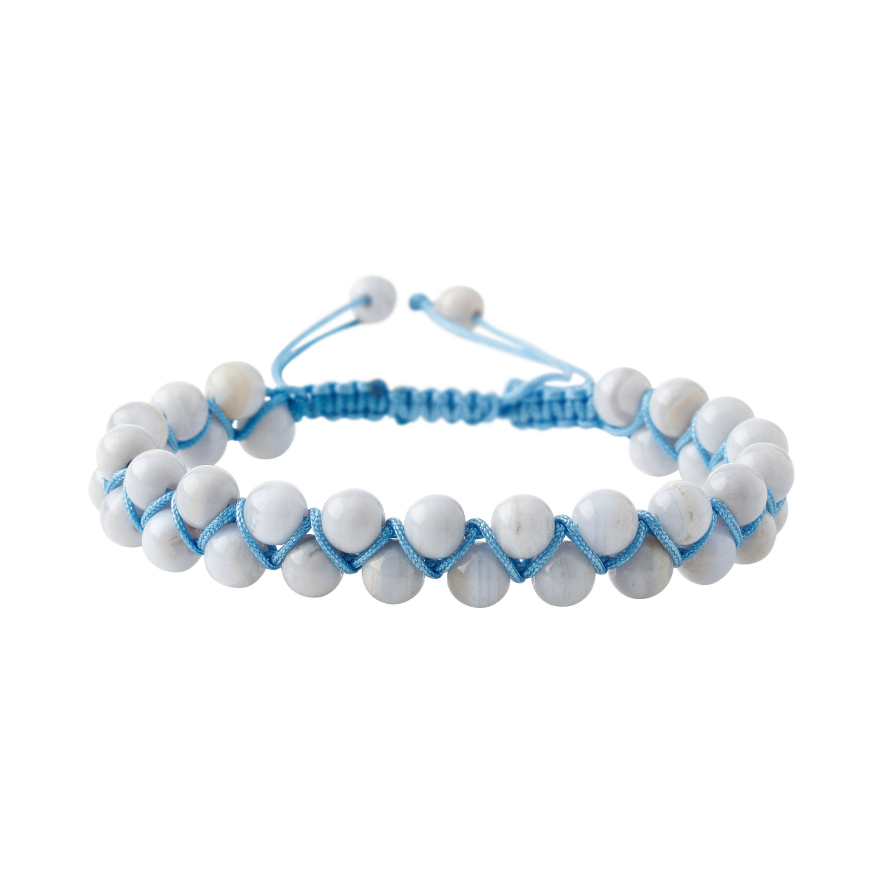 Mavi Akik 8mm Çift Sıra Makrome Doğal Taş Bileklik