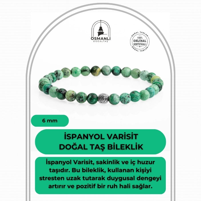 İspanyol Varisit 6mm Doğal Taş Bileklik