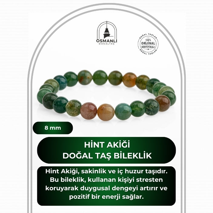 Hint Akiği 8mm Doğal Taş Bileklik
