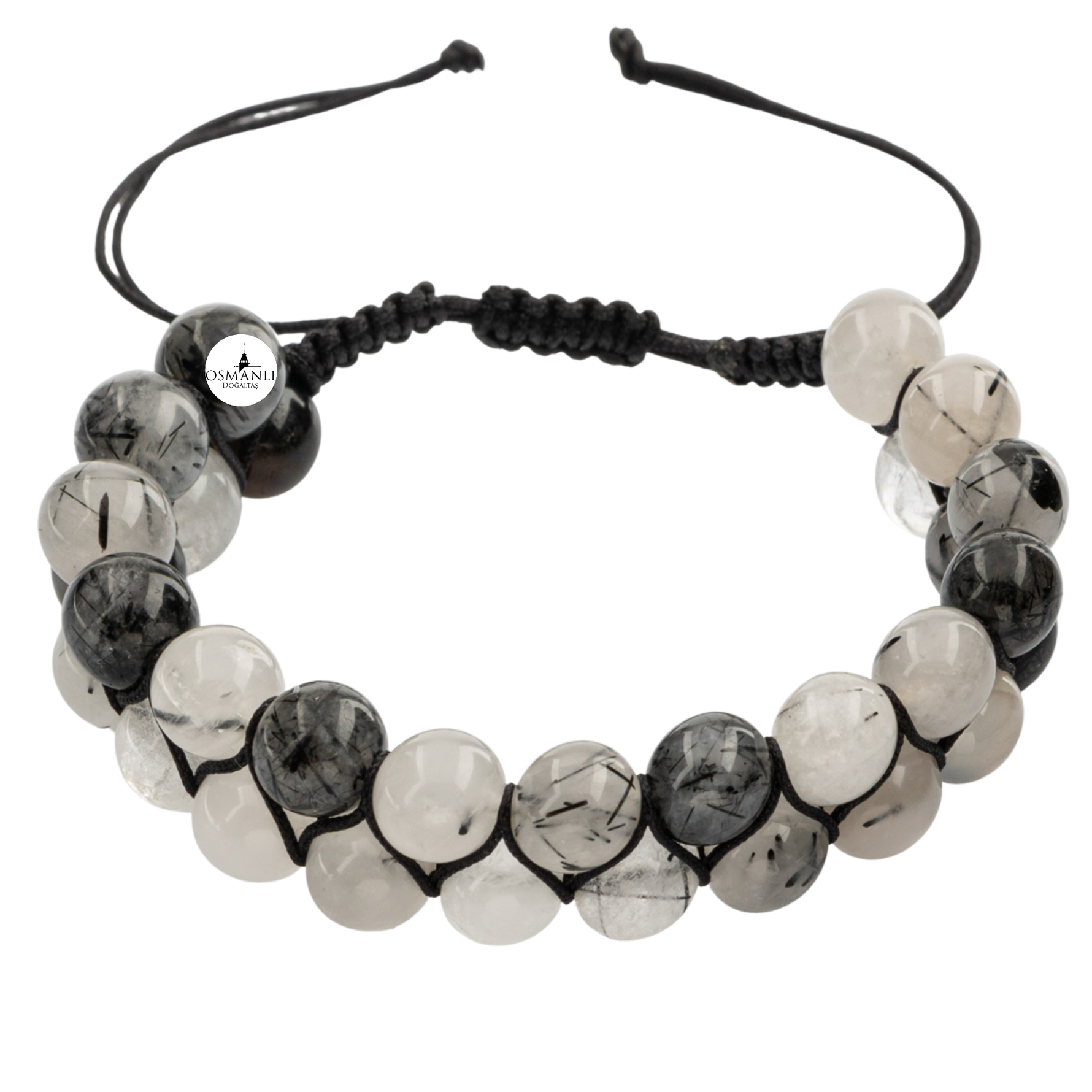 Rutilli Kuvars 8mm Çift Sıra Makrome Doğal Taş Bileklik