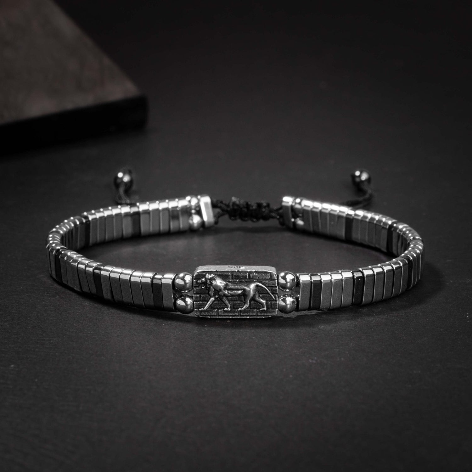 Hematit Doğal Taş Gümüş Erkek Tasarım Bileklik