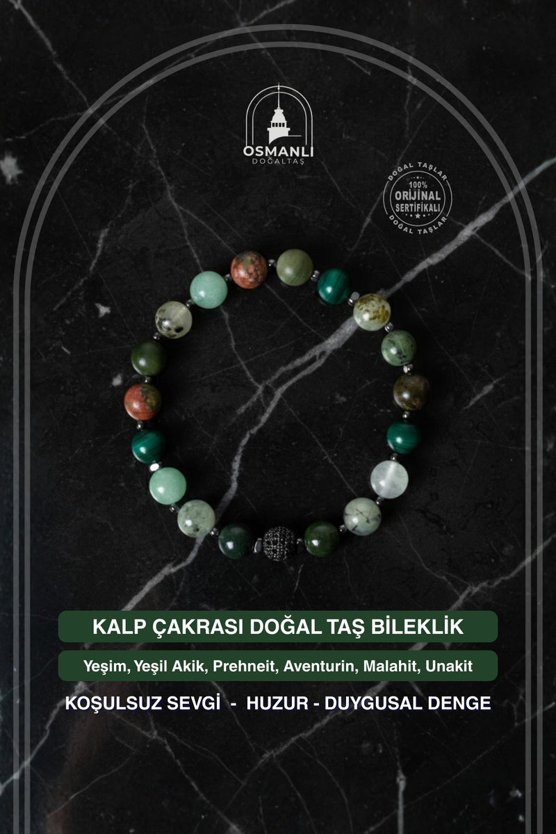 Sertifikalı Kalp Çakrası Doğal Taş Bileklik