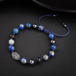 Lapis Lazuli Doğal Taş Tasarım Gümüş Bileklik- 20-21cm