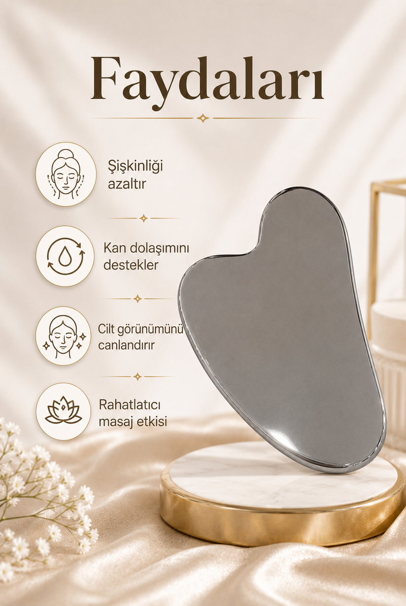 Doğal Taş Gua Sha – Yüz Şekillendirme ve Lenf Masaj Taşı | Sertifikalı Doğal Taş