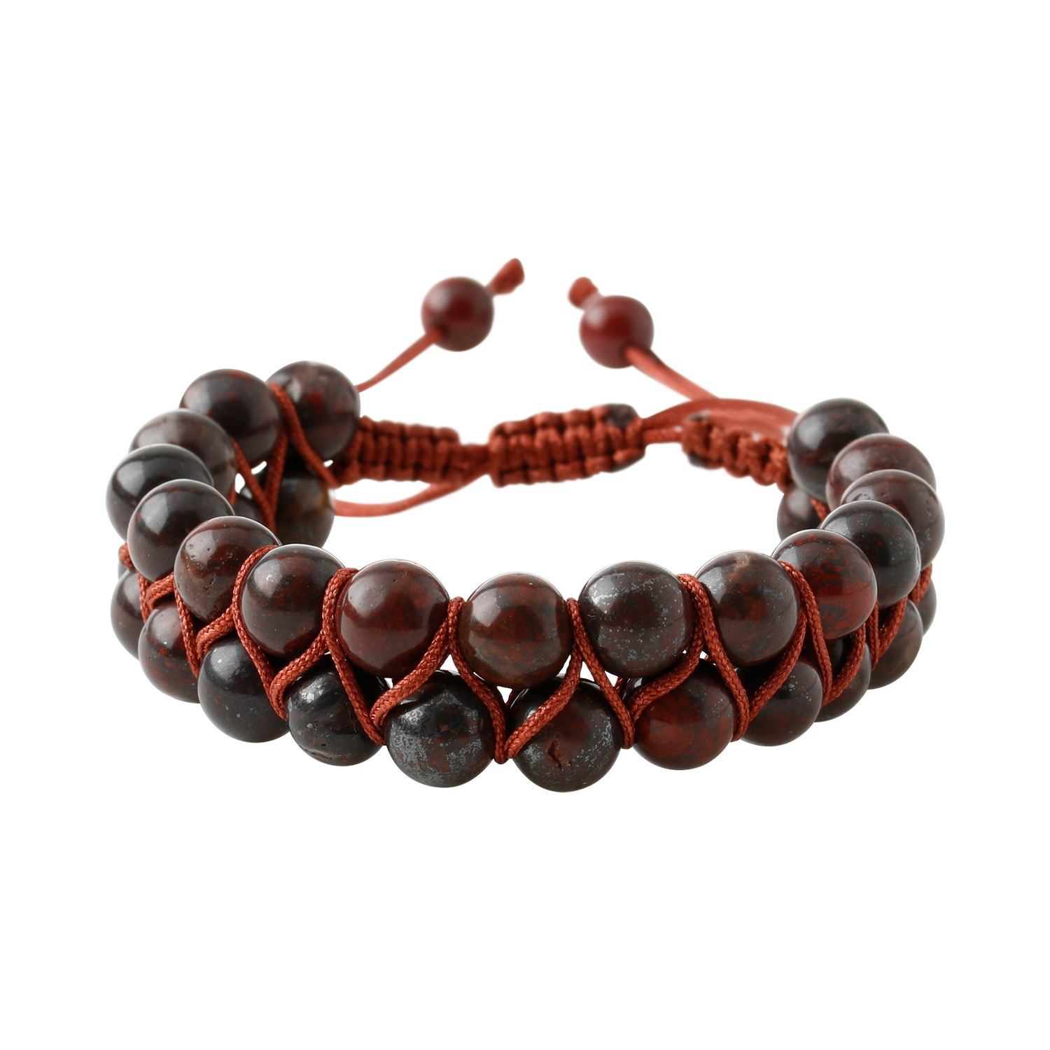 Dragon Jasper 8mm Çift Sıra Makrome Doğal Taş Bileklik