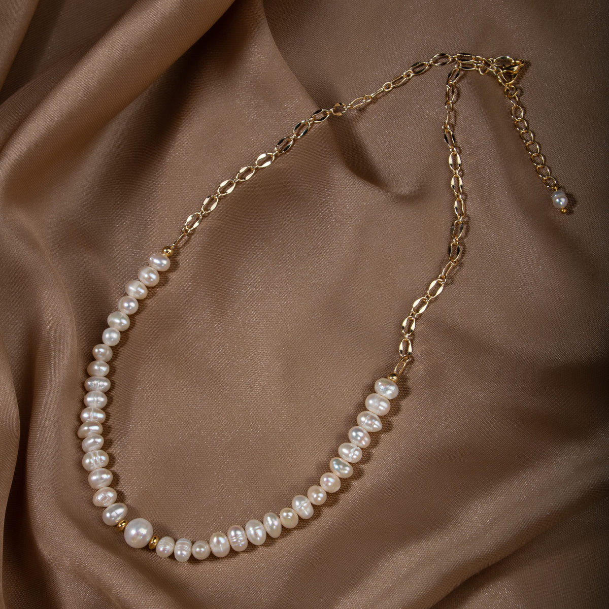 İnci Doğal Taş Gümüş Kolye