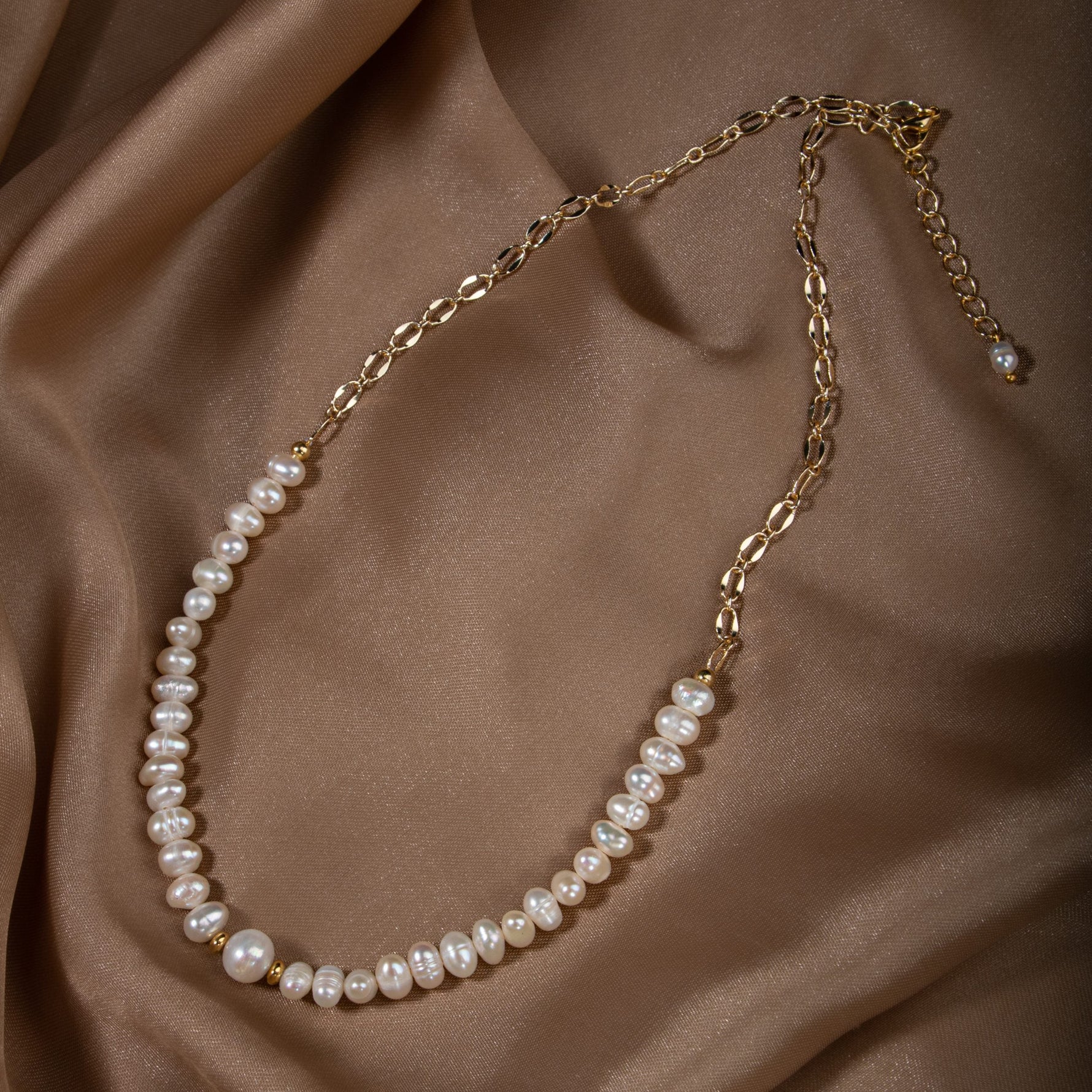 İnci Doğal Taş Gümüş Kolye