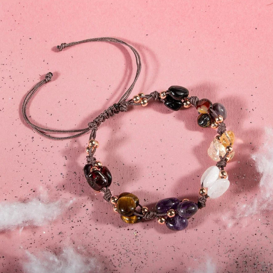 Akrep Burcu Bileklik Ametist, Ay Taşı, Bordo Granat Lal, Jasper, Kaplan Gözü, Sitrin, Siyah Turmalin