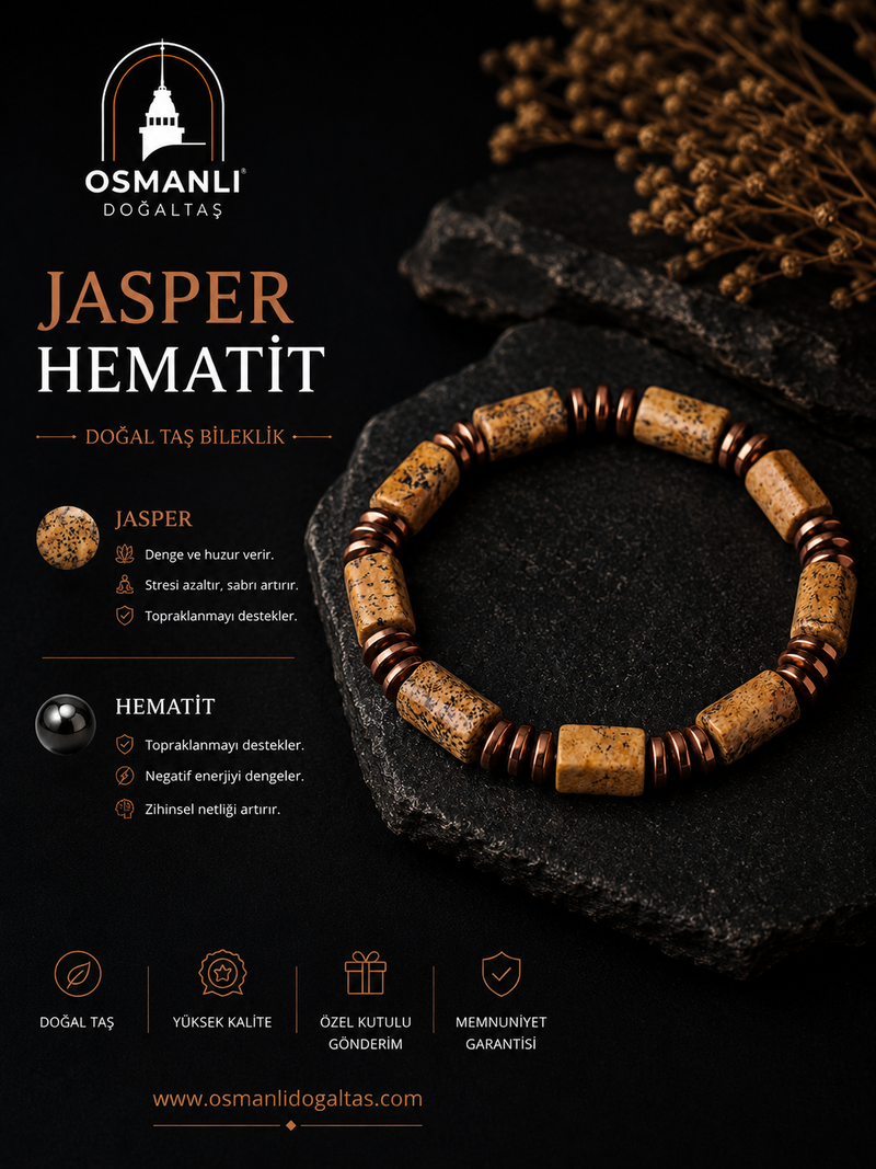 Jasper - Hematit Doğal Taş Bileklik