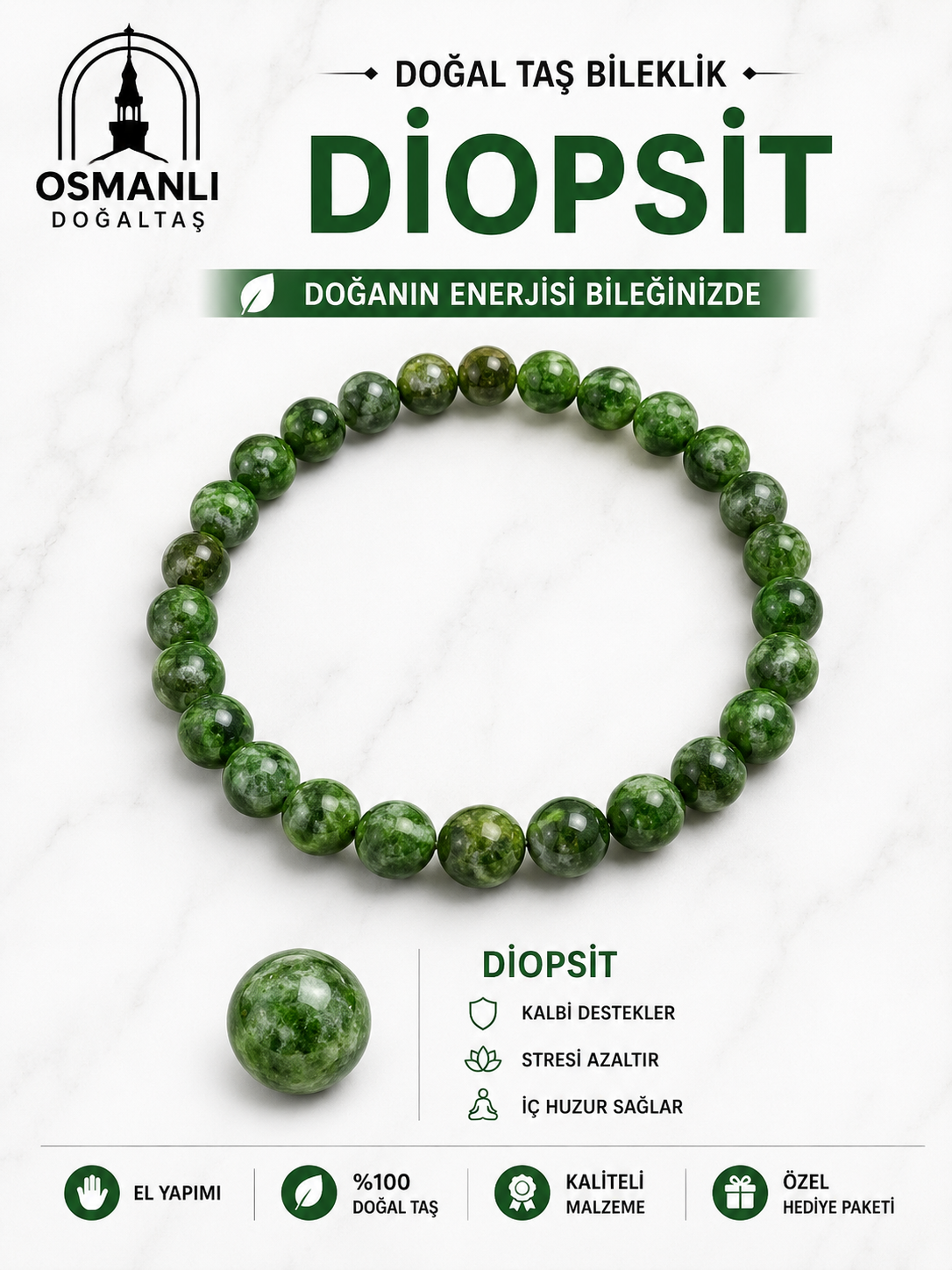 Diopsit Bileklik