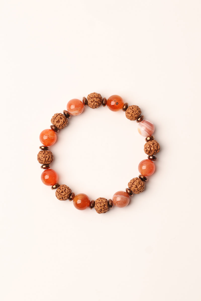 Akik - Rudraksha - Hematit Doğal Taş Bileklik 10 mm