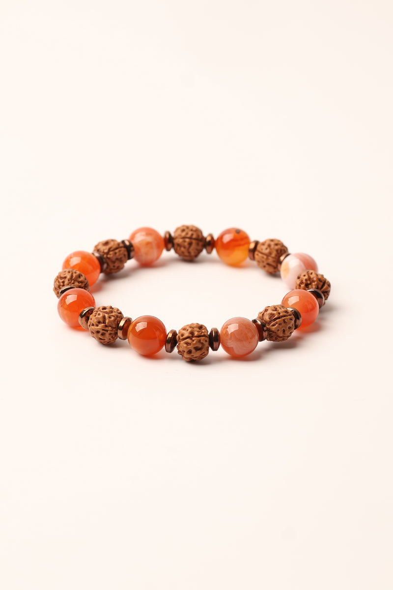 Akik - Rudraksha - Hematit Doğal Taş Bileklik 10 mm
