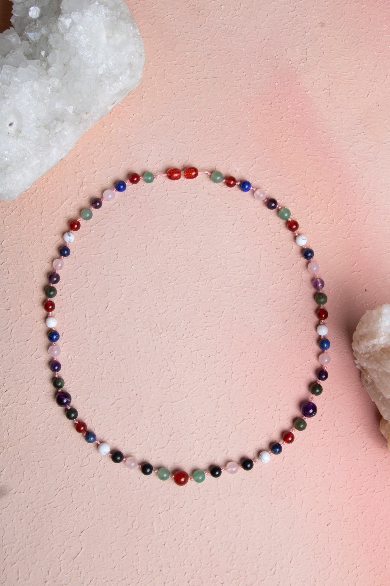 Sertifikalı Kırmızı Akik, Yeşil Aventurin, Lapis, Pembe Kuvars, Ametist, Havlit, Yeşim, Shungite Kız Öğrenci Kolye