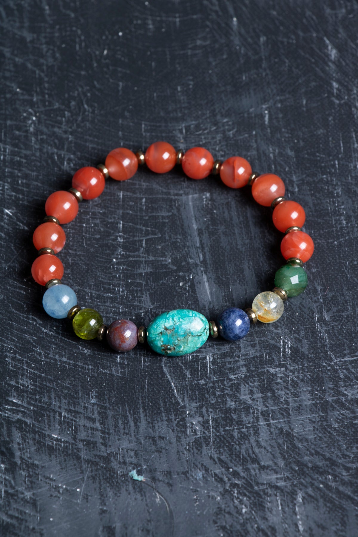 En Değerli Taşlardan Çakra Bilekliği Yemen Akiği, Yakut, Mavi Safir, Beyaz Topaz, Kiyanit, Zümrüt, Turkuaz, Zebercet