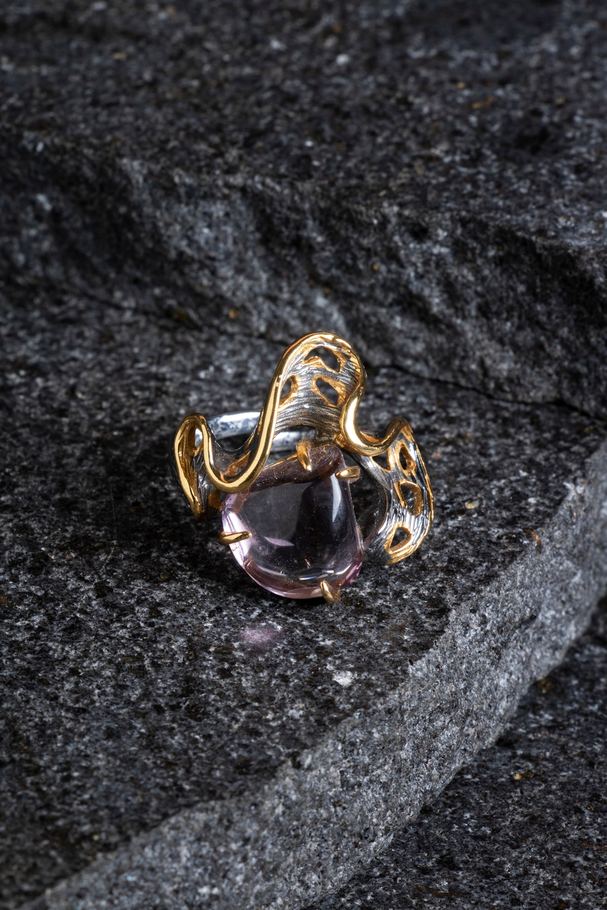 Sertifikalı İridyumlu Özel Tasarım Ametist Gümüş Yüzük