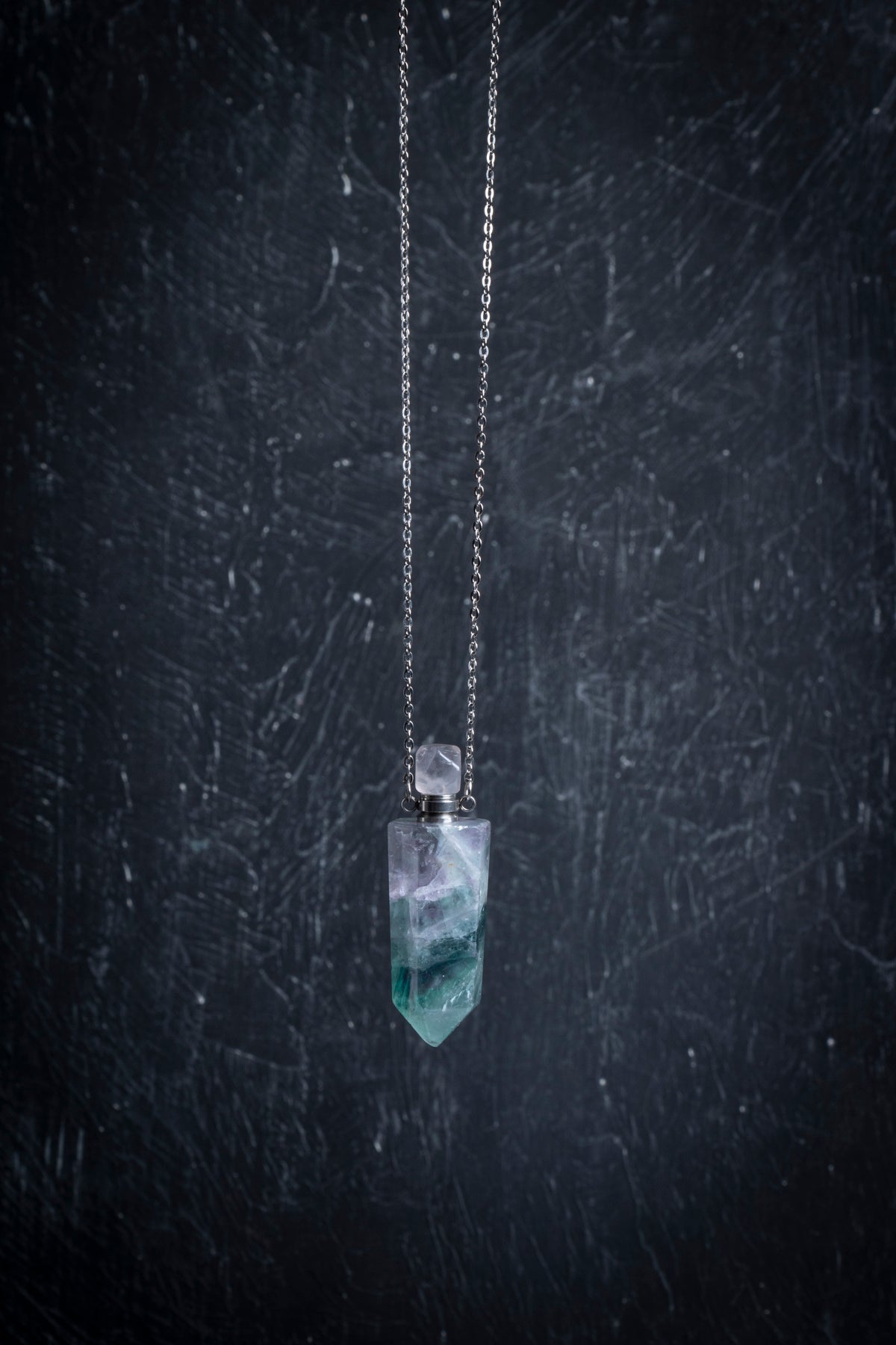 Sertifikalı Florit Doğal Taş Esans Şişesi Kolye