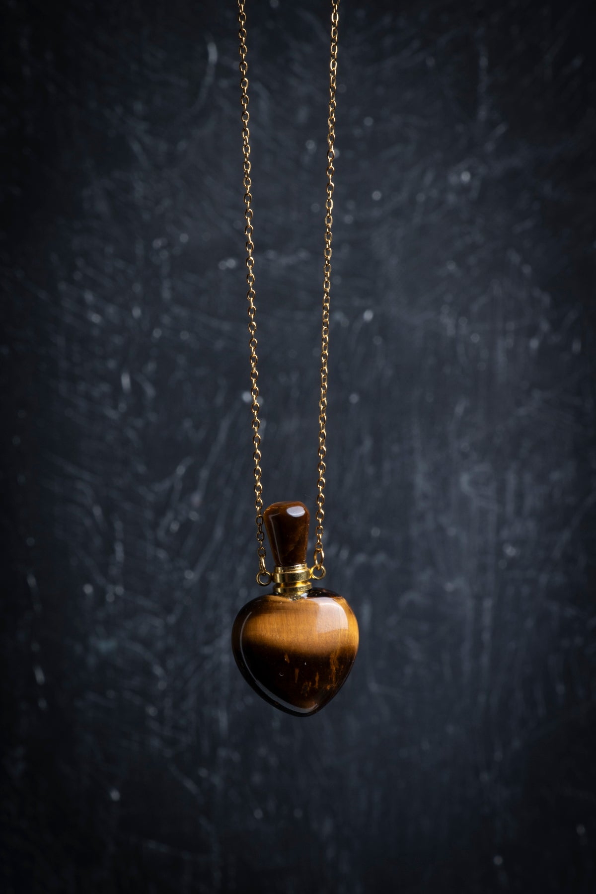 Sertifikalı Kaplan Gözü Doğal Taş Esans Şişesi Kolye