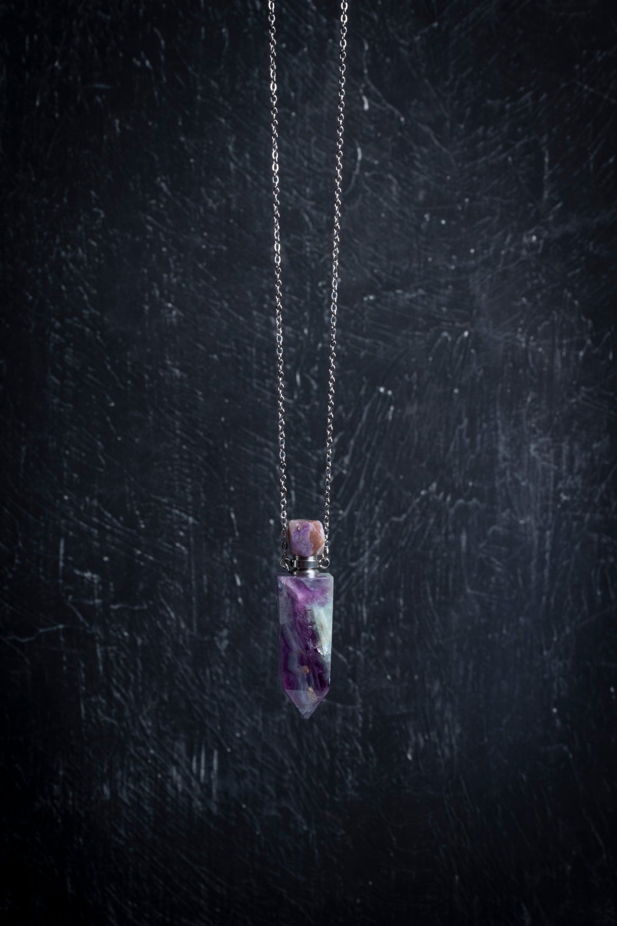 Sertifikalı Florit Doğal Taş Esans Şişesi Kolye