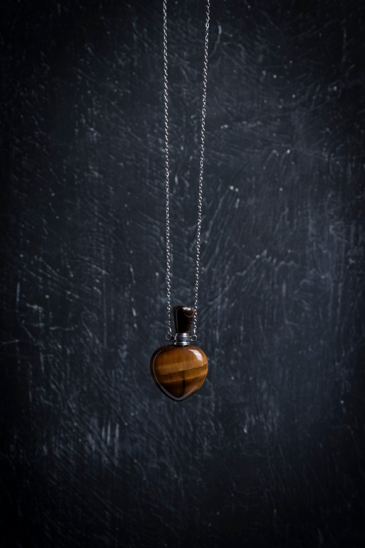 Sertifikalı Kaplan Gözü Doğal Taş Esans Şişesi Kolye