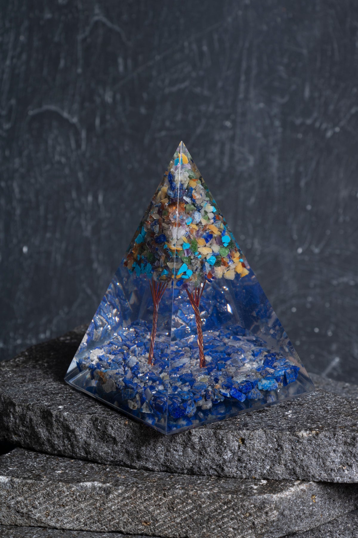 Sertifikalı Lapis Lazuli & Çakra  Ağaçlı Piramit