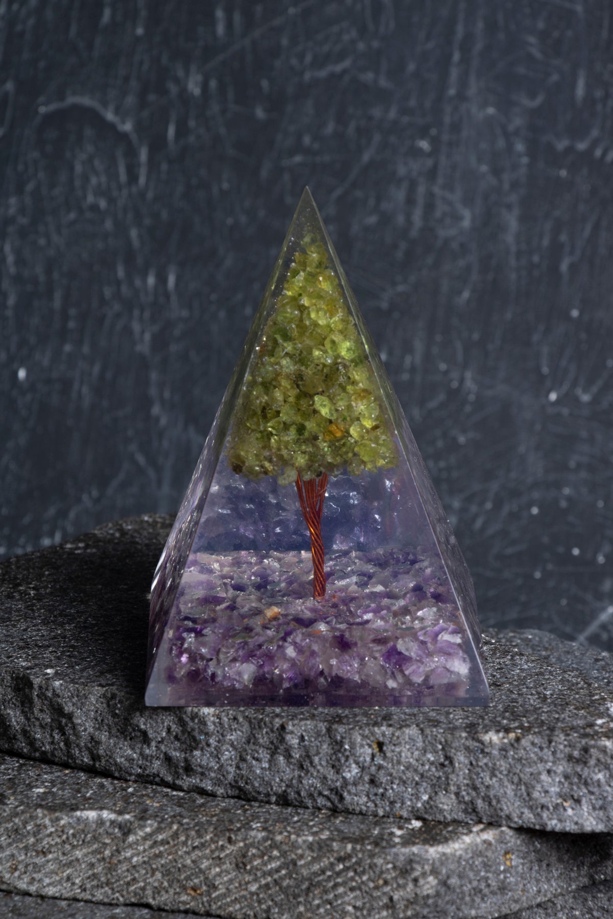 Sertifikalı Ametist & Zebercet  Ağaçlı Piramit