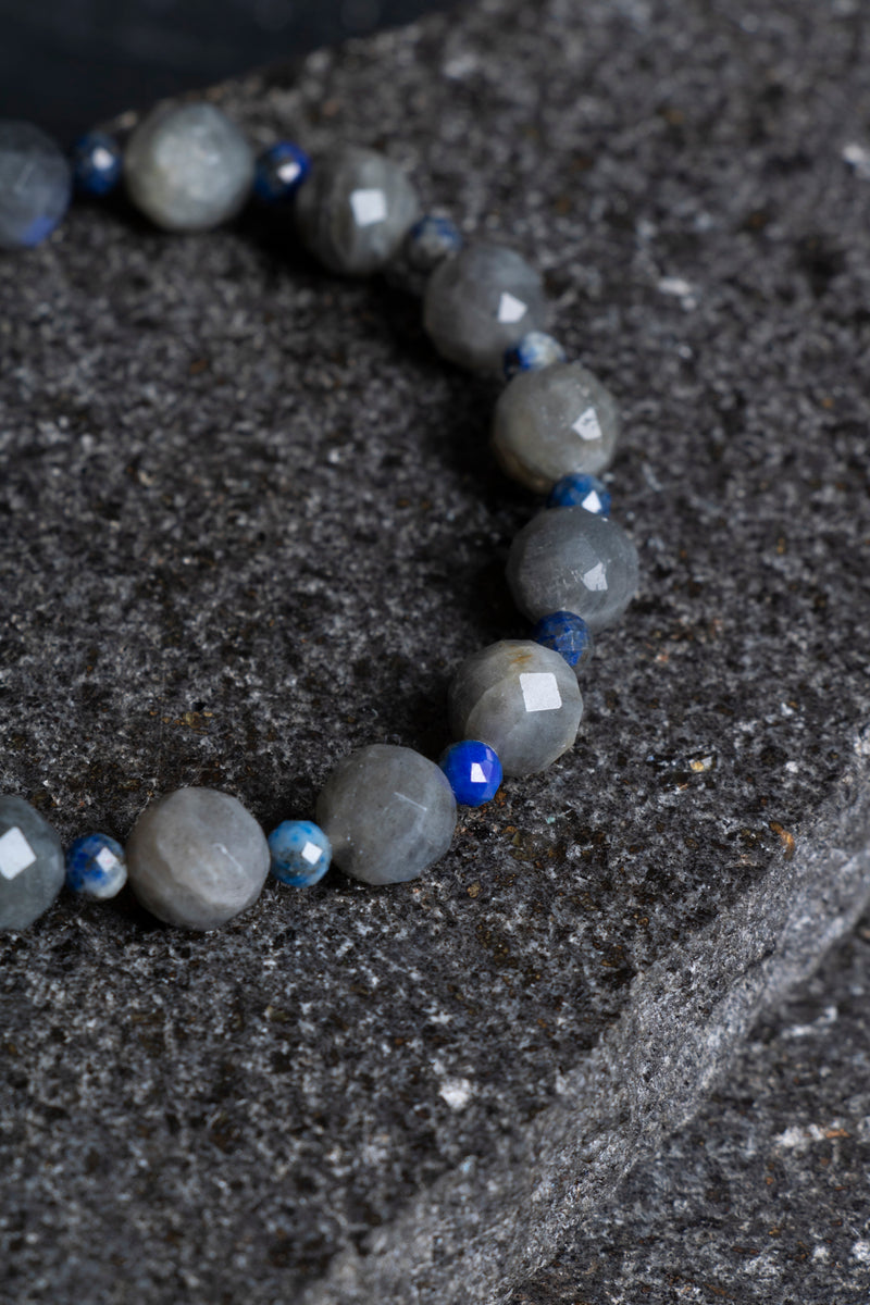 Sertifikalı Labradorit, Lapis Lazuli Fasetli Kesim Doğal Taş Bileklik (SK:565)