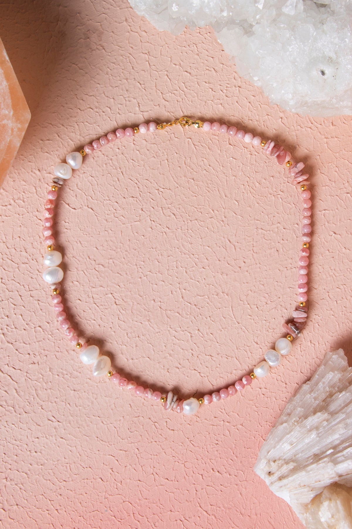 Sertifikalı İnci, Rodokrozit, Hematit Doğal Taş Kolye (SK:020)