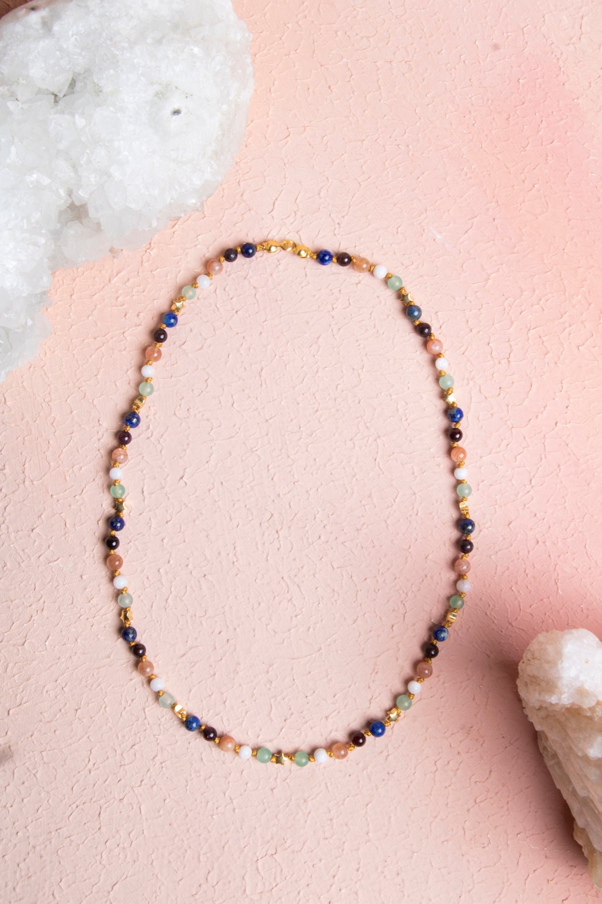 Sertifikalı İkizler Burcu Gümüş Yıldızlı Doğal Taş Kolye