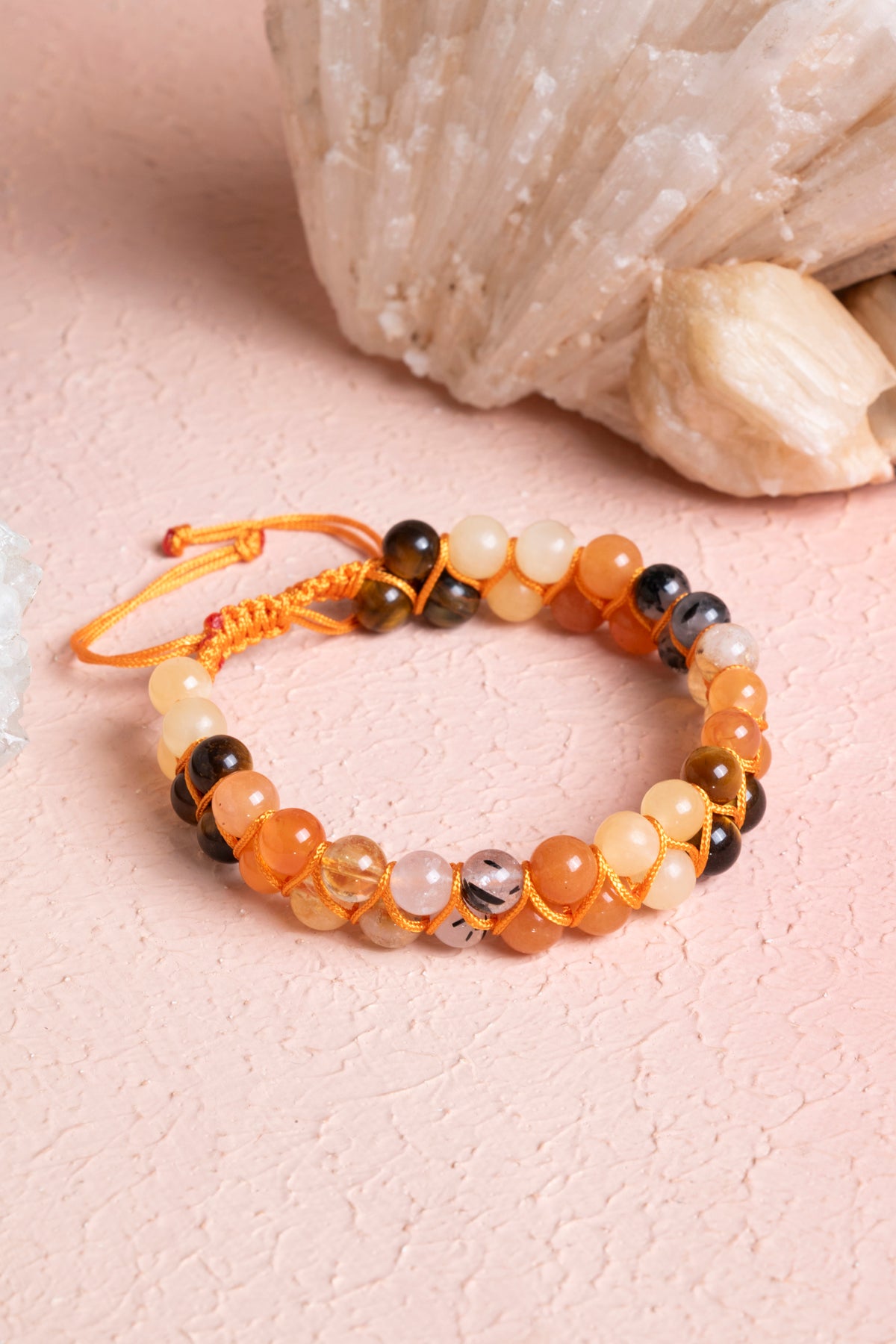 Sertifikalı Sakral Çakra Çift Sıra Doğal Taş Makrome Bileklik