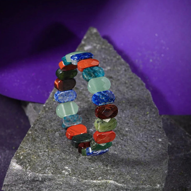 Boğa Burcu Bileklik Buz Mavizi Apatit, Dragon Jasper, Jasper, Lapis Lazuli, Yeşil Aventurin, Yeşim