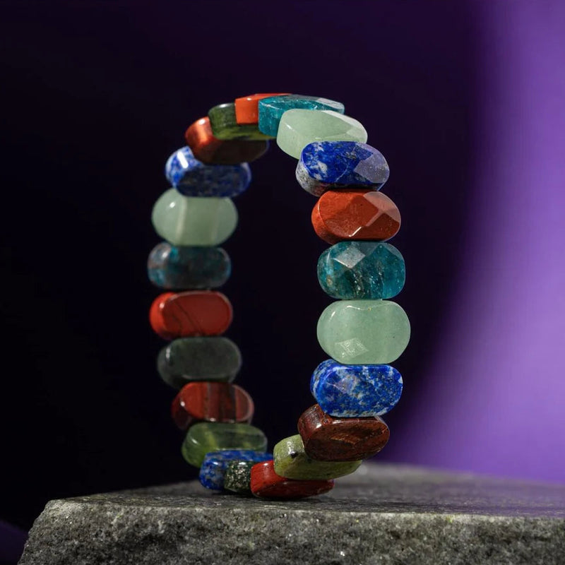 Boğa Burcu Bileklik Buz Mavizi Apatit, Dragon Jasper, Jasper, Lapis Lazuli, Yeşil Aventurin, Yeşim