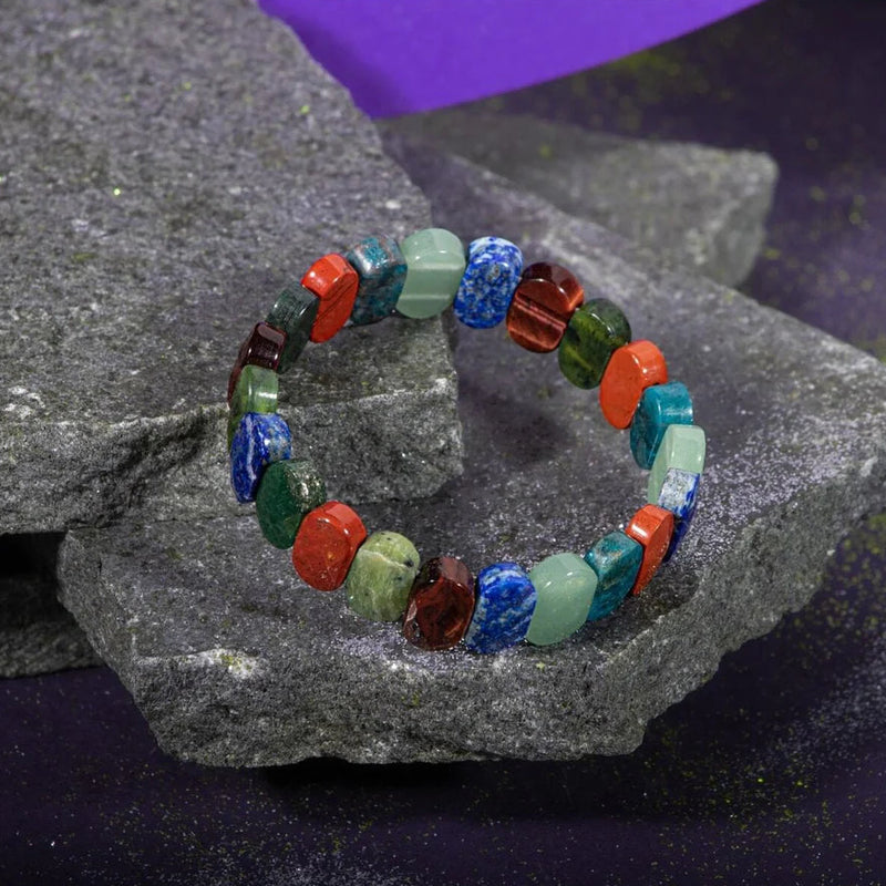 Boğa Burcu Bileklik Buz Mavizi Apatit, Dragon Jasper, Jasper, Lapis Lazuli, Yeşil Aventurin, Yeşim