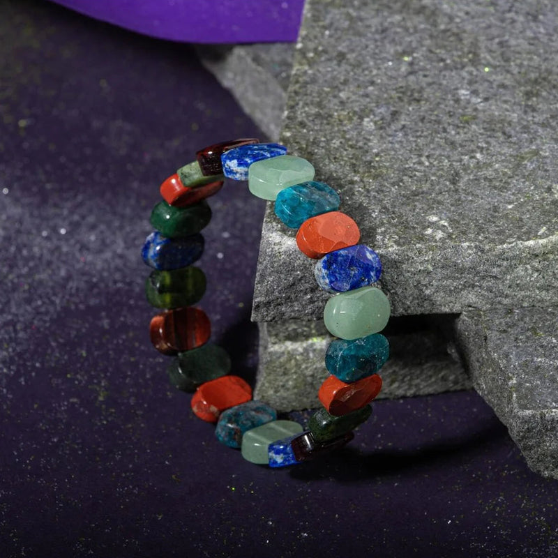 Boğa Burcu Bileklik Buz Mavizi Apatit, Dragon Jasper, Jasper, Lapis Lazuli, Yeşil Aventurin, Yeşim