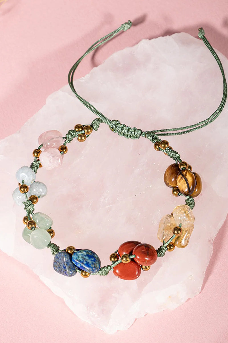 Çakra Bileklik BL-1293 Akuamarin, Jasper, Kaplan Gözü, Lapis, Pembe Kuvars, Sitrin