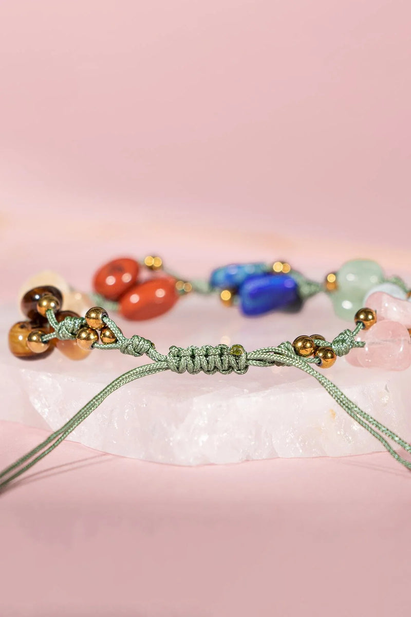 Çakra Bileklik BL-1293 Akuamarin, Jasper, Kaplan Gözü, Lapis, Pembe Kuvars, Sitrin