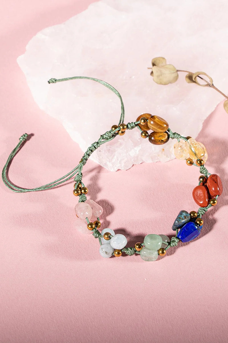 Çakra Bileklik BL-1293 Akuamarin, Jasper, Kaplan Gözü, Lapis, Pembe Kuvars, Sitrin