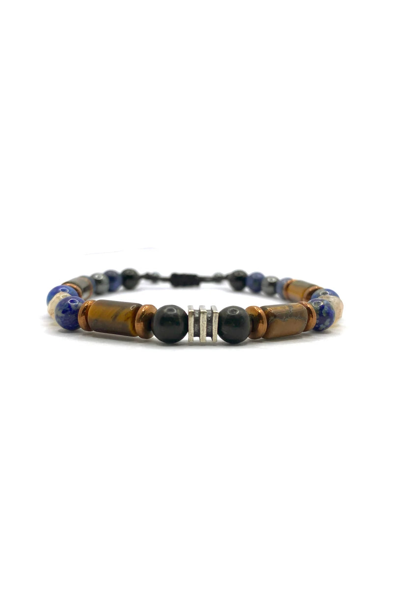 Erkek Başarı Kariyer Cesaret Bilekliği Shungite (Şungit) - Sodalit - Hematit - Lapis - Dumortierit - Kaplan Gözü - Sitrin
