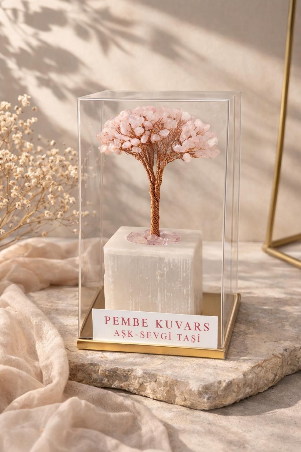 Pembe Kuvars Selenit Hayat Ağacı