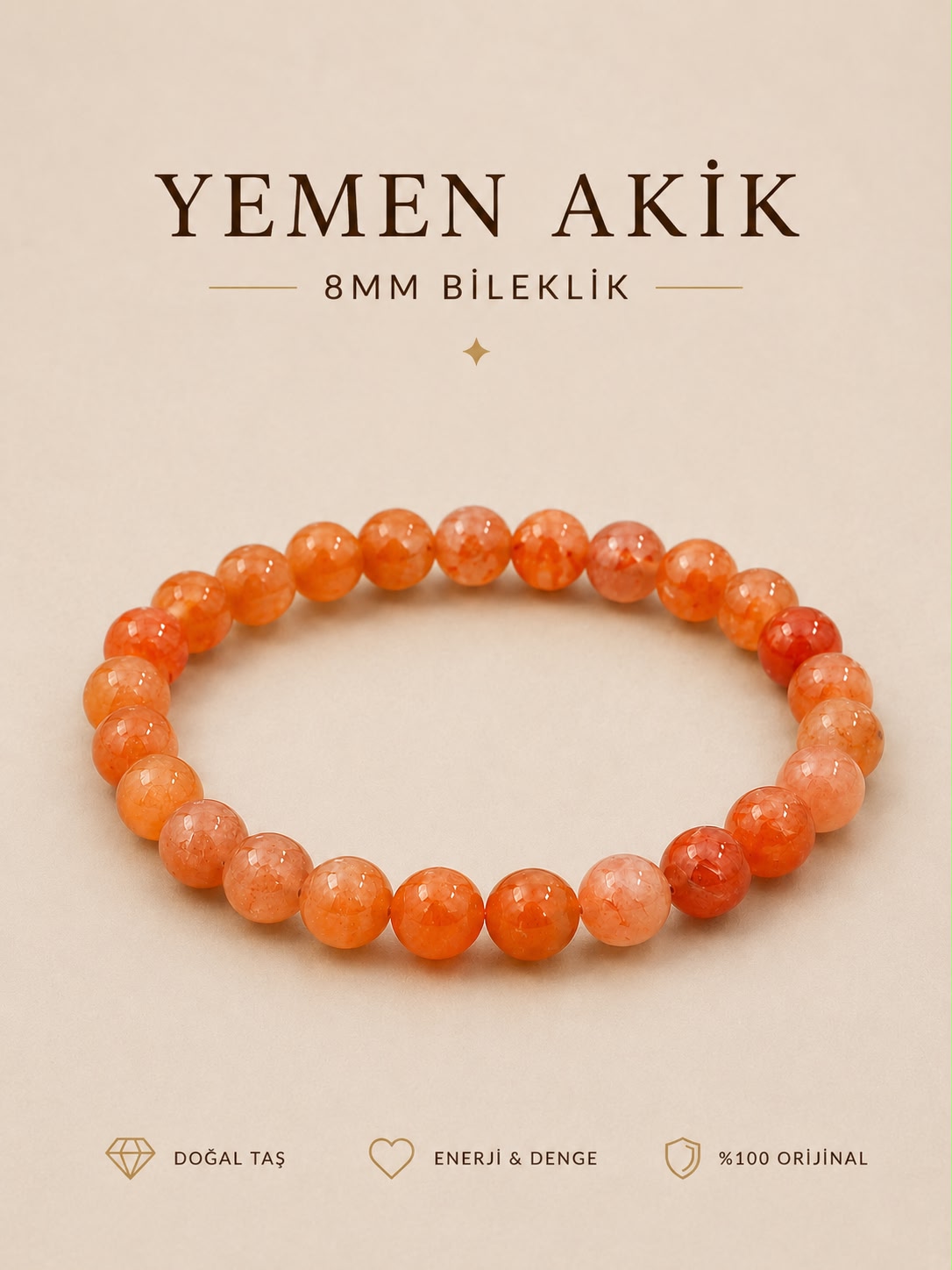 Yemen Akik 8mm Bileklik