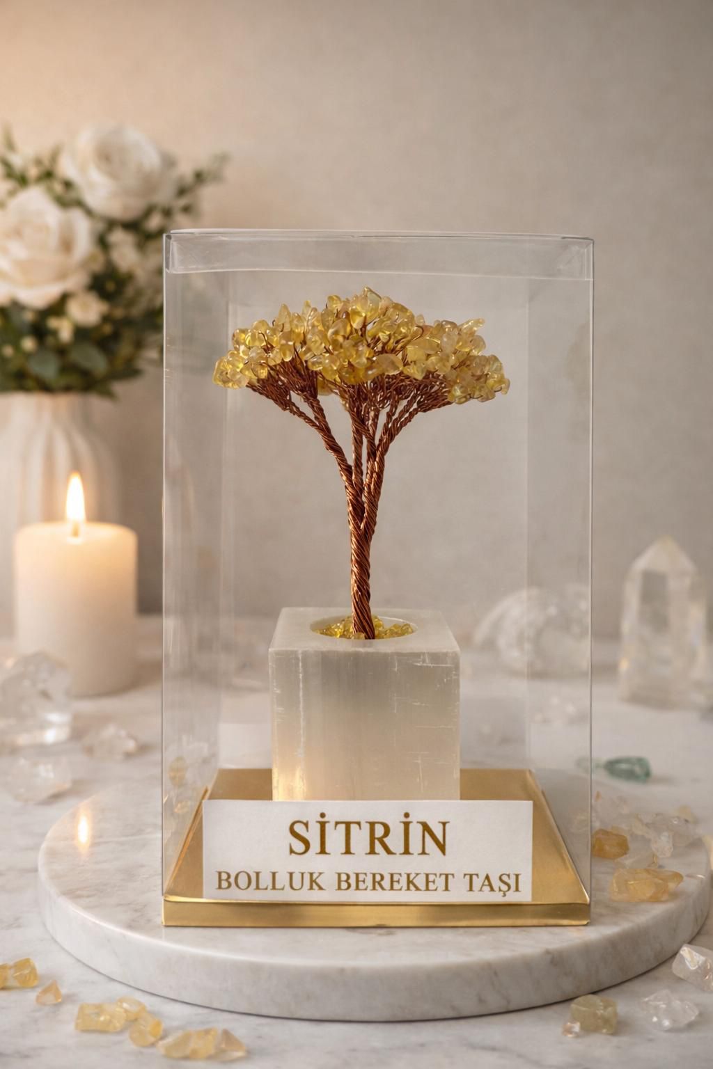 Sitrin Selenit Tabanlı Dekoratif Ağaç