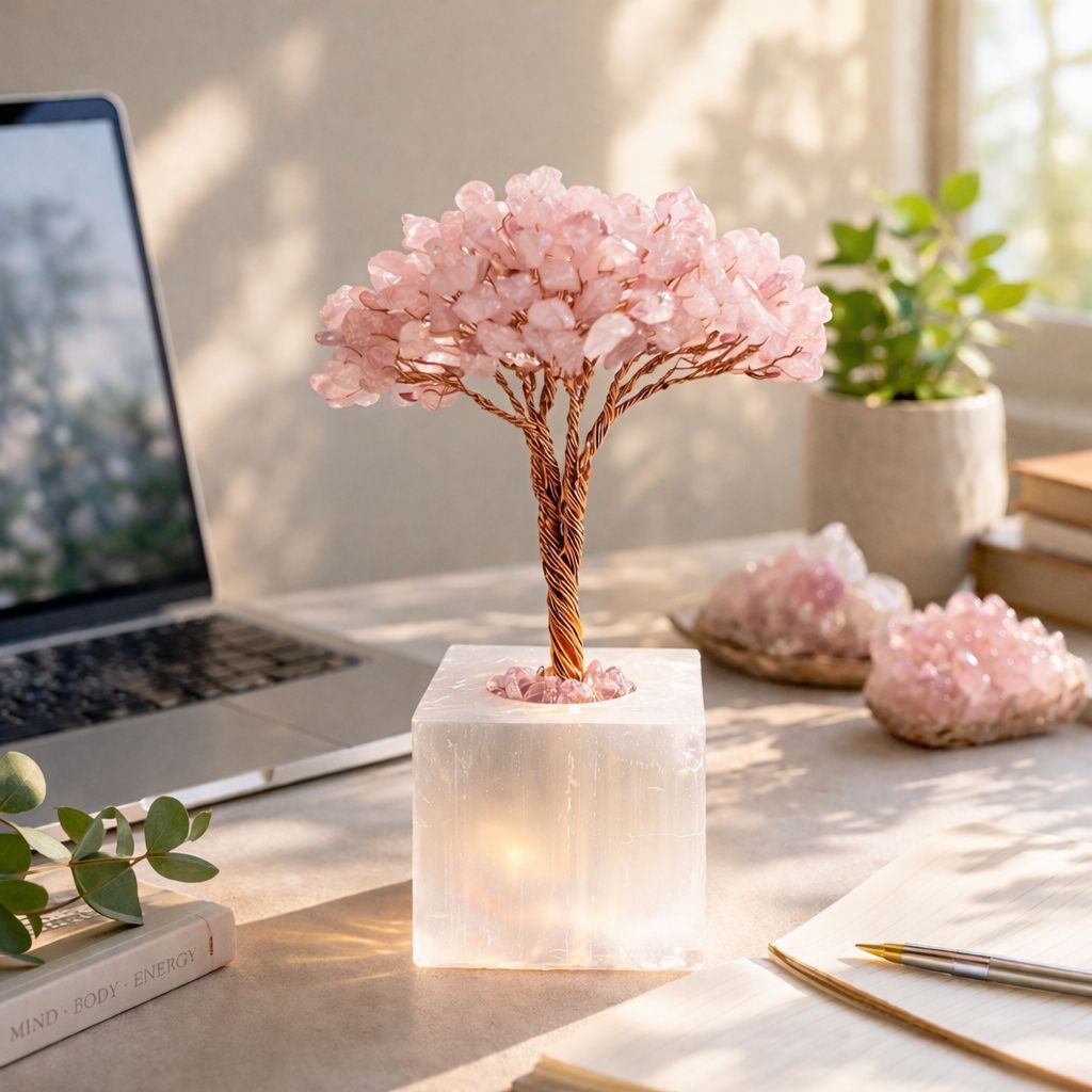 Pembe Kuvars Selenit Hayat Ağacı