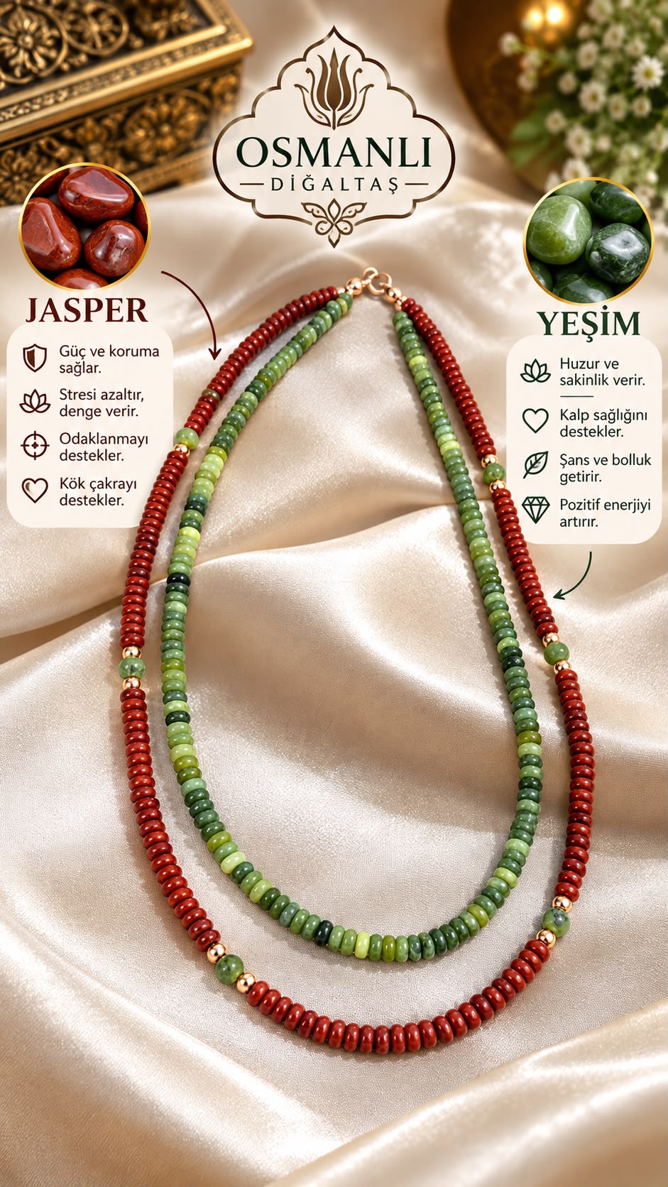 Jasper - Yeşim Doğal Taş Kolye Özel Tasarım