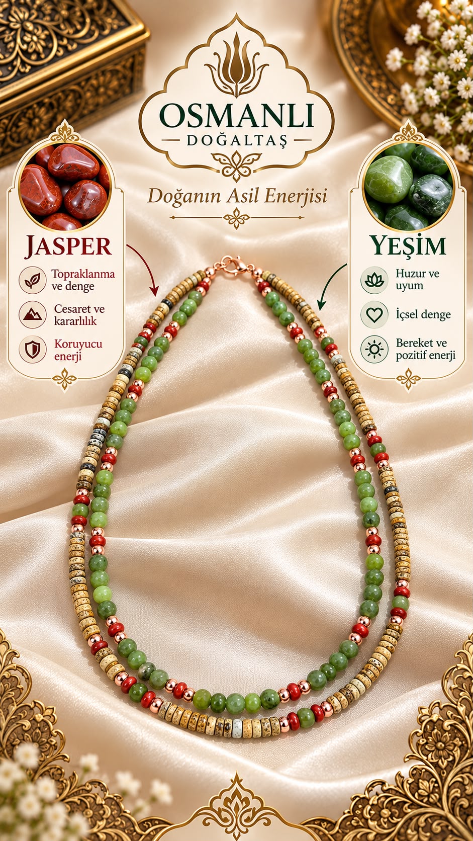 Jasper - Yeşim Doğal Taş Kolye Özel Tasarım
