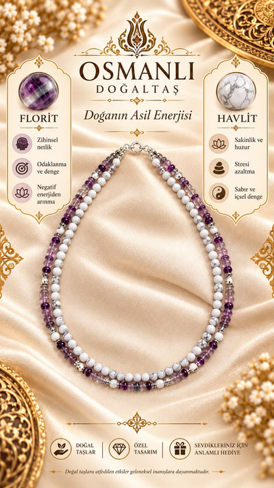 Florit -Havlit Doğal Taş Kolye