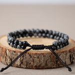 Karlı Obsidyen 4mm Çift Sıra Doğal Taş Bileklik