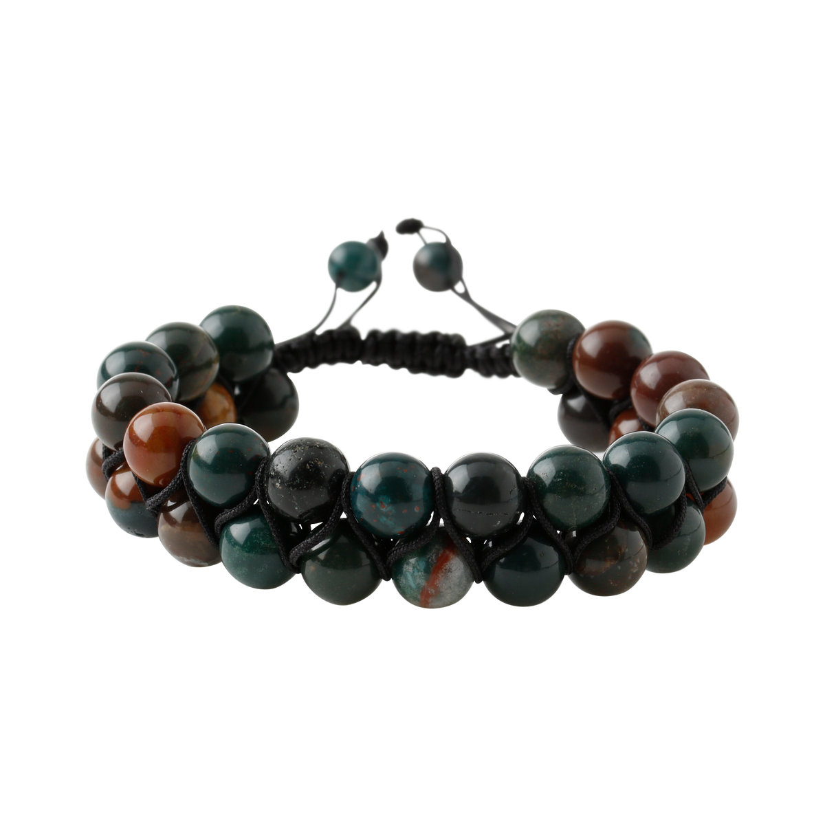 Kan Taşı 8mm Çift Sıra Makrome Doğal Taş Bileklik