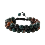 Kan Taşı 8mm Çift Sıra Makrome Doğal Taş Bileklik